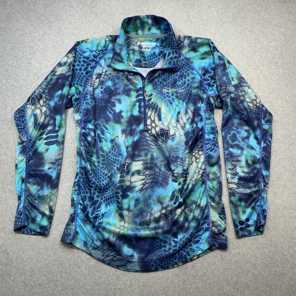 Kryptek Helios Pullover Mens Medium Blue Pontus Camo 1/4 Zip Long Sleeve Fishing